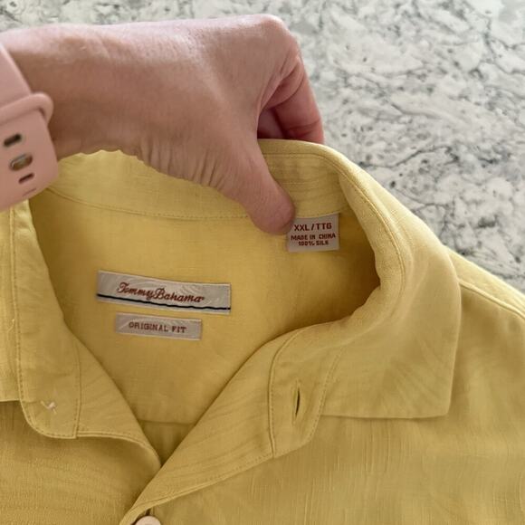 Tommy Bahama Silk Shirt Men’s Size XXL 2XL 100% Silk Yellow Short Sleeve Casual - Picture 8 of 10